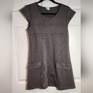 Soda Blue Vintage Stretchy Gray Cap Sleeve Dress with Pockets L